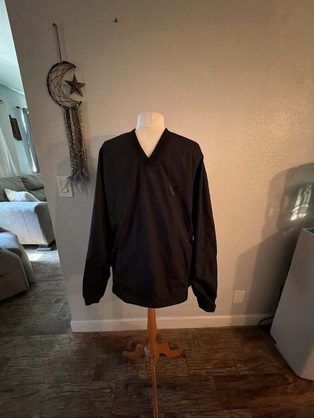 Verb Sport-Tek Men's V-Neck Pullover Windbreaker Jacket Black Size M